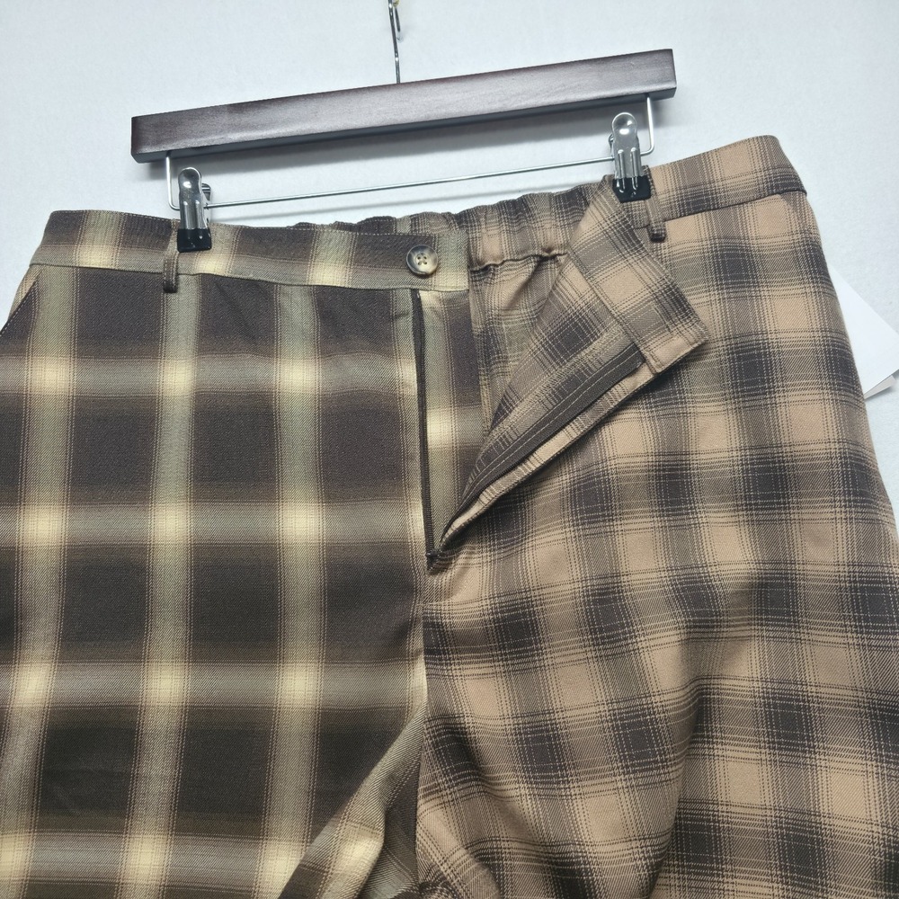 Nordstrom Women's Brown Ombre Plaid Mix High Waist Wide Leg Pants Size 2X NWT - Picture 3 of 9
